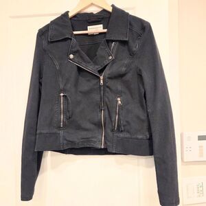 Marrakech Black Women's Moto Jacket Cotton Stretch Biker Grunge Anthropologie L